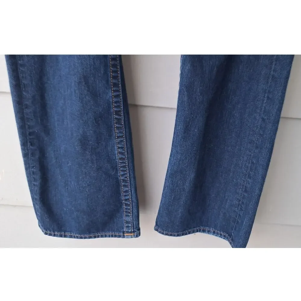 True Religion World Tour Men's Straight Flap Blue Jeans 100% Cotton Size 38x33